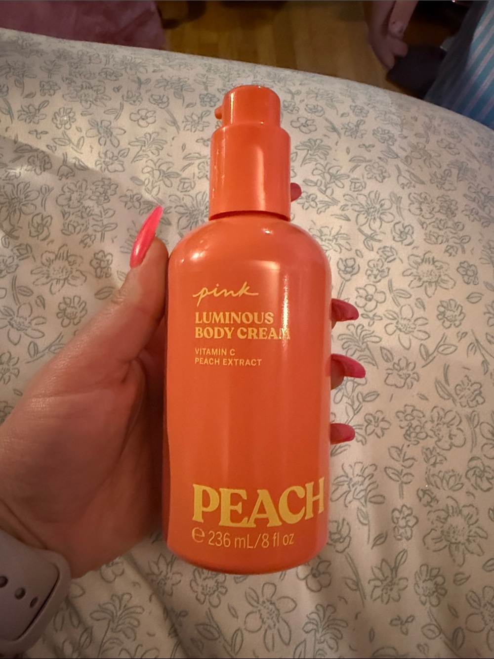 PINK Victoria's Secret Peach Luminous Body Cream - Orange Bottle